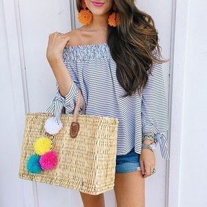 Nautical Stripe Off The Shoulder Top